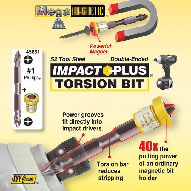 1 Phillips Dbl-Ended Mega-Magnetic Impact Plus Torsion Bits