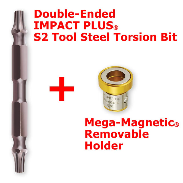 T20 Torx Dbl-Ended Mega-Magnetic Impact Plus Bit Carded