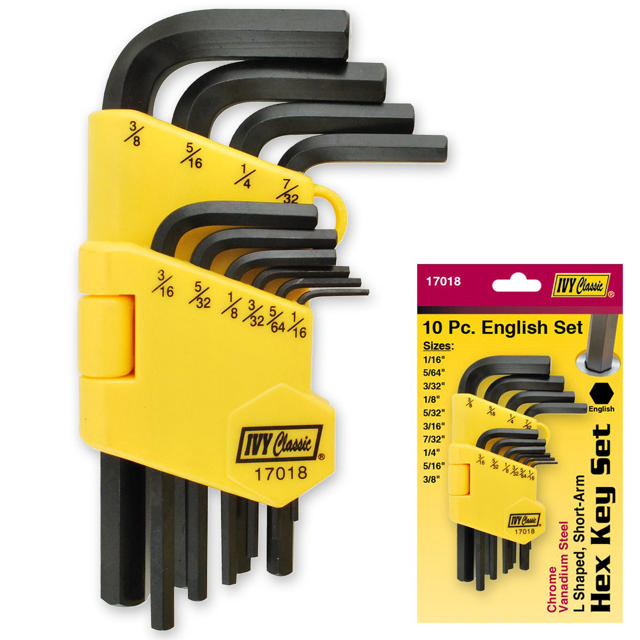 9 Pc L Shaped Ball Hex Key Set-Metric