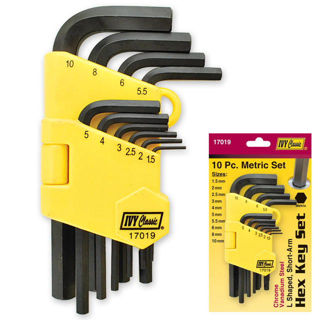 10 Pc L Shaped Hex Key Set-English Short Arm