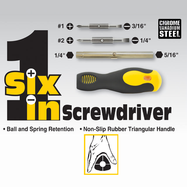 6 in 1 Screwdriver Rubber Grip-Private Label