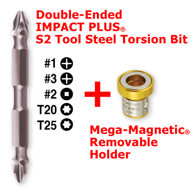 Combo Dbl-Ended Mega-Magnetic Impact Plus Torsion Bits