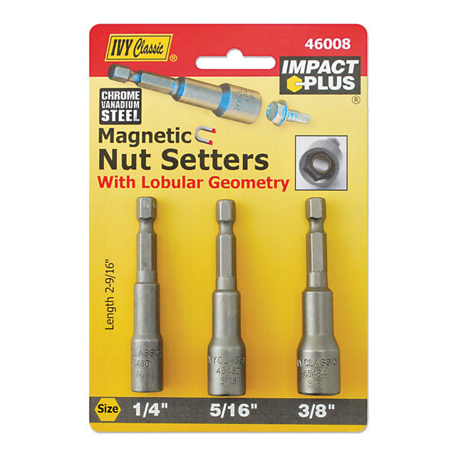 3 Pc Mag Nutsetter Set - 1/4, 5/16, 3/8 x 2-9/16