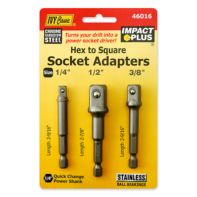 3 Pc Socket Adapter Set - 1/4, 3/8, 1/2