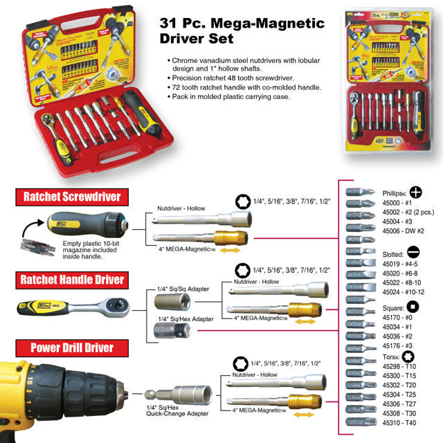 31 pc Mega Magnetic Driver Set