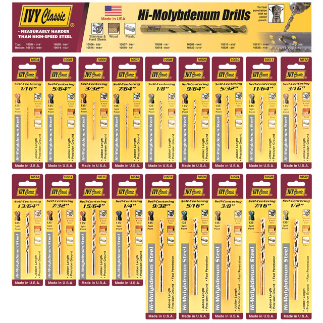 Hi-Molybdenum Drill Bit Display - Carded